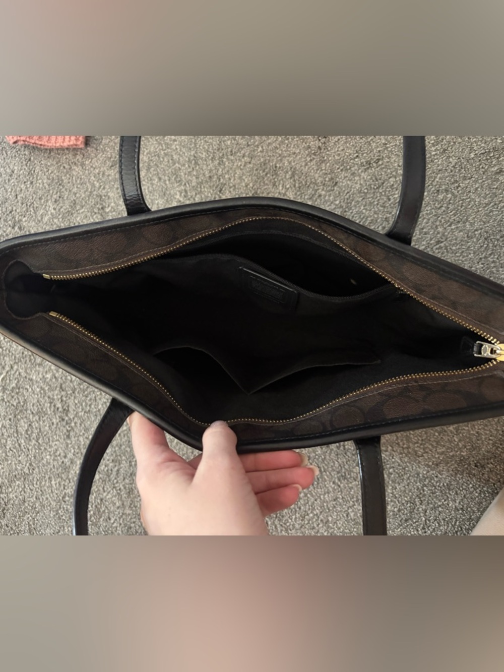 COACH Brown/Black Signature Canvas Tote - Picture 4 of 4